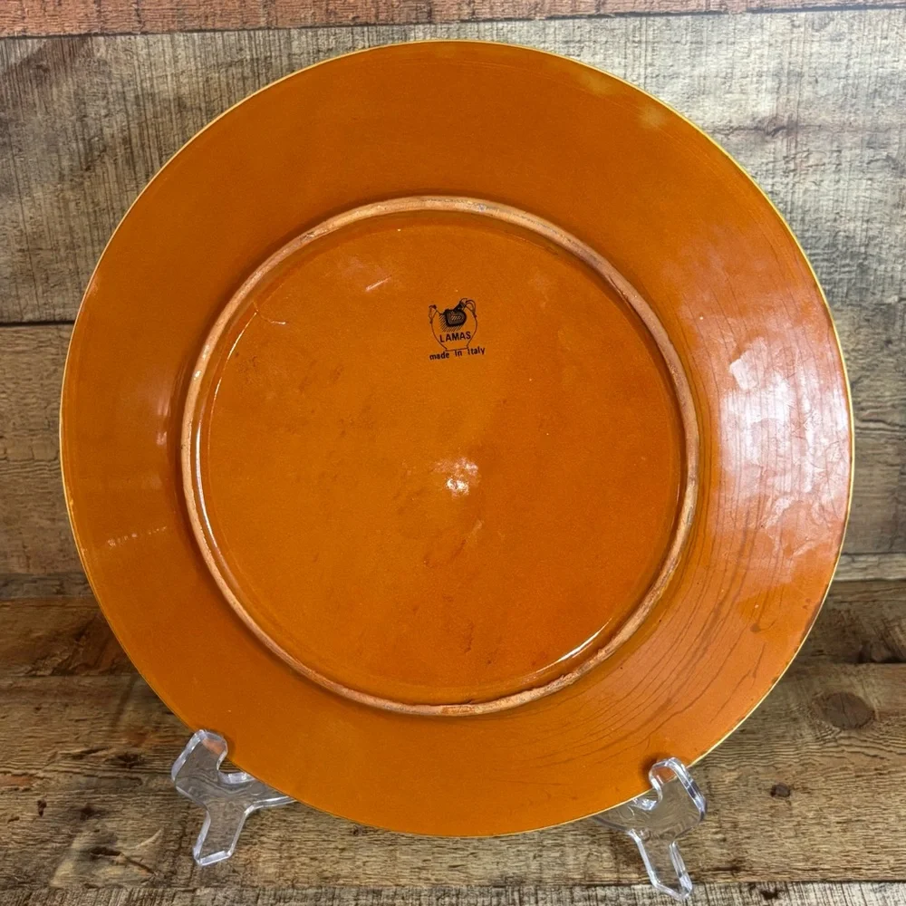 Vintage Lamas Pottery - Made In Italy Ceramic Rooster Plate - 11” Diameter